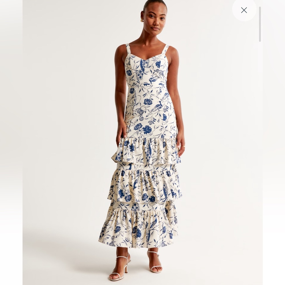 Drama ruffle tiered maxi dress Abercrombie